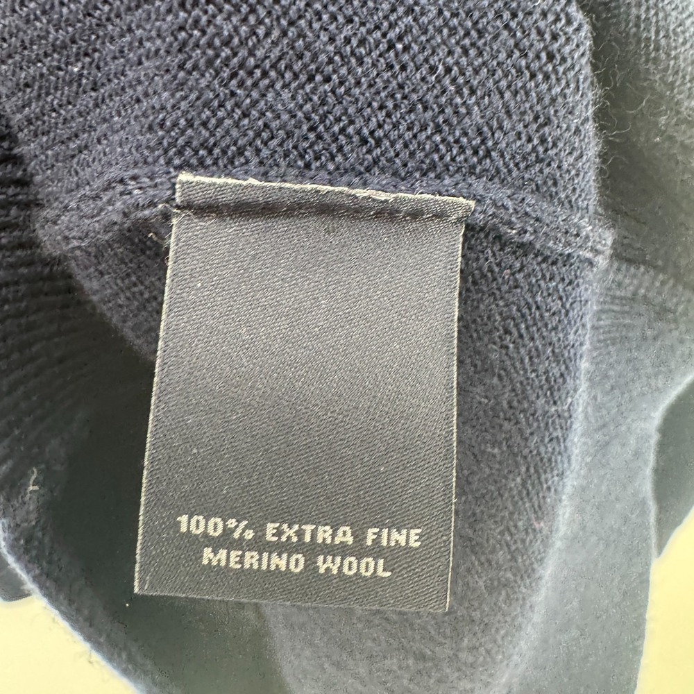 Hart Schaffner Marx Mens M Extra Fine Merino Wool V-Neck Pullover Sweater Navy - Picture 4 of 7